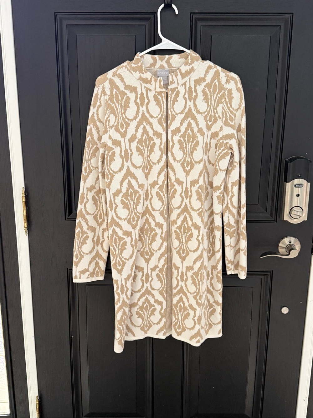 Chico's Beige and Cream Patterned Cardigan